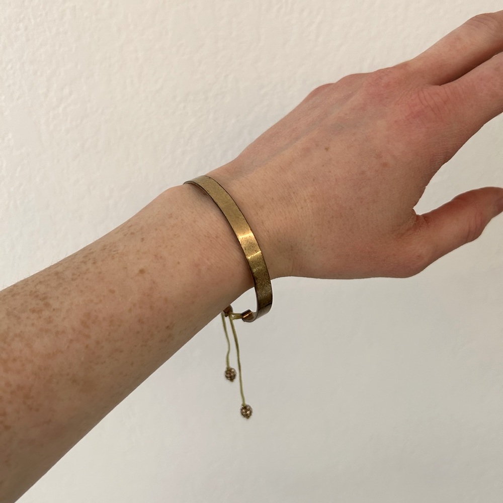 J. Crew Gold-look bangle with adjustable drawstring and crystal accent beads